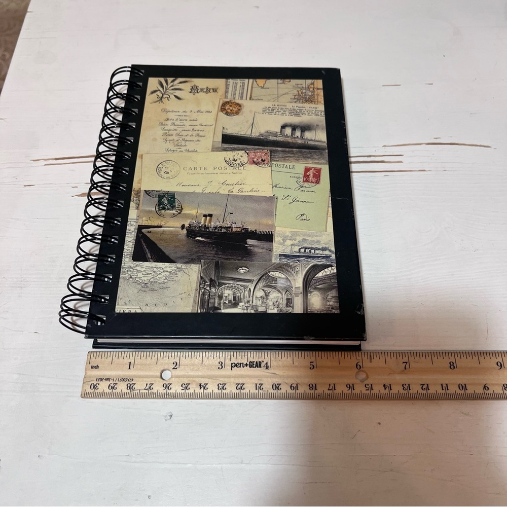 Vintage Travel Journal Spiral Notebook Markings by Susana England Nautical art - Picture 5 of 15
